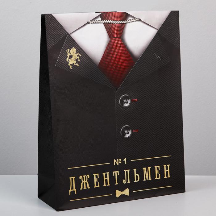 Пакет подарочный ламинированный, упаковка, «Джентльмен», L 28 х 38 х 9 см