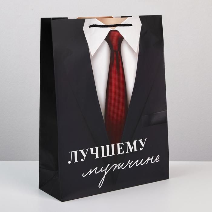 

Пакет подарочный ламинированный, упаковка, «Лучшему мужчине», L 28 х 38 х 9 см