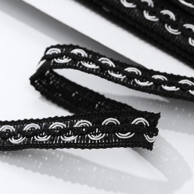Тесьма декоративная «Змейка», 15 мм, 10 ± 1 м, цвет чёрный/шнуровка белый от Сима-ленд