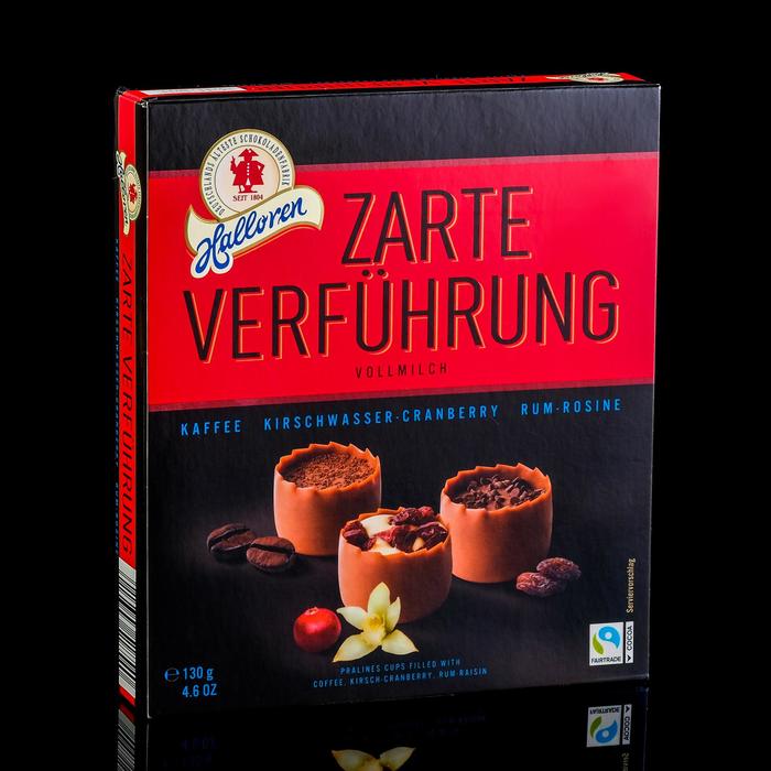 Конфеты пралине Halloren Zarte Verführung Vollmilch со вкусом клюквы, 130 г