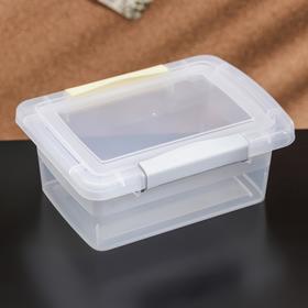 

Ящик для хранения с крышкой и защёлками Laconic mini, 850 мл, 17×12×7 см цвет прозрачный/жёлтый-серый