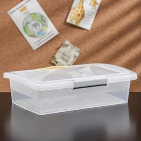 

Ящик для хранения с крышкой и защёлками Laconic mini, 1,9 л, 25×17×6 см, цвет прозрачный/жёлтый-серый