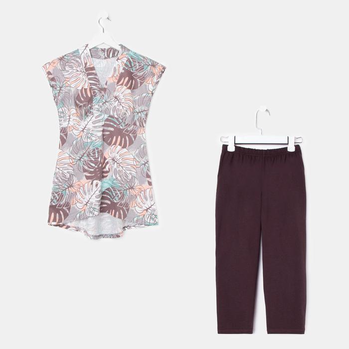 фото Комплект женский (туника, бриджи) цвет коричневый, размер 42