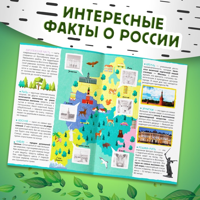 Обучающий набор «Путешествие по России», мини-энциклопедия и пазл, 88 элементов