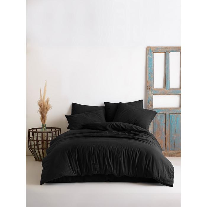 

Постельное бельё Stonewash евро, размер 240x260 см, 200x220 см, 70x70 см - 2 шт, 50x70 см - 2 шт, цвет aнтрацит