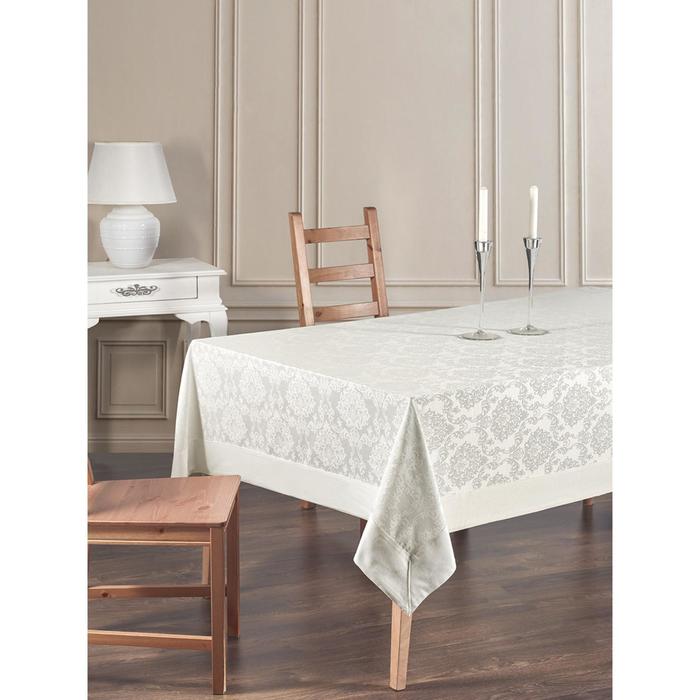 фото Скатерть damask cotton, размер 160x300 см, цвет белый karna