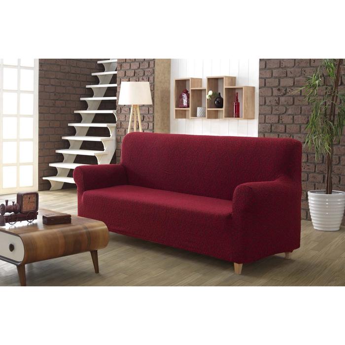 фото Чехол для дивана milano двухместный, без юбки, цвет бордовый karna