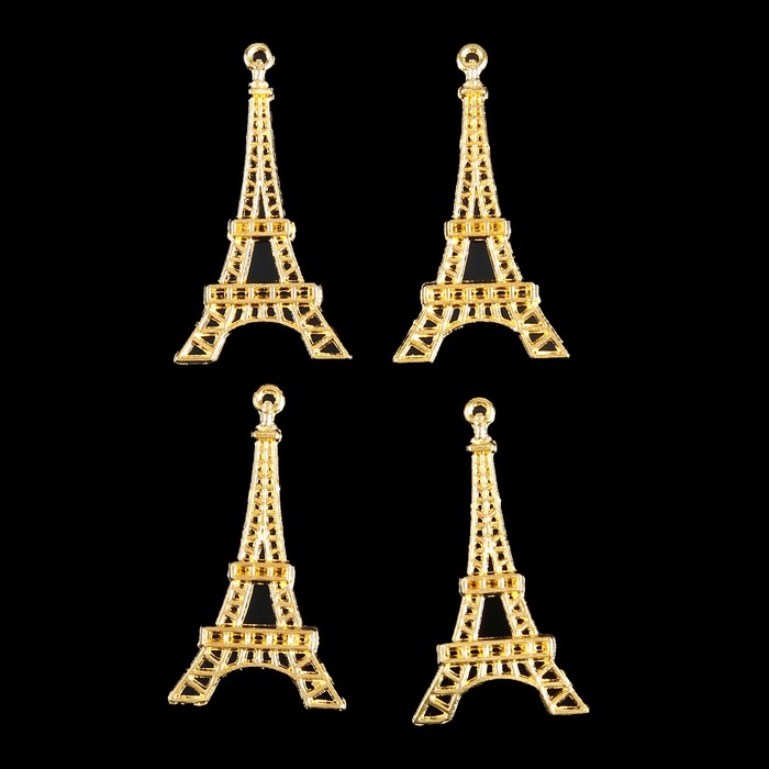 Декор металлический "Эйфелева башня" золотистый, набор из 4 шт.