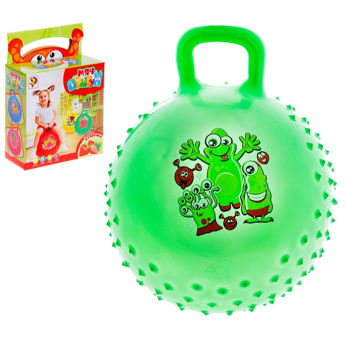 Мяч-попрыгун с ручкой "Девчонки и Мальчишки" массажный, d=45 см, 350 гр, МИКС
