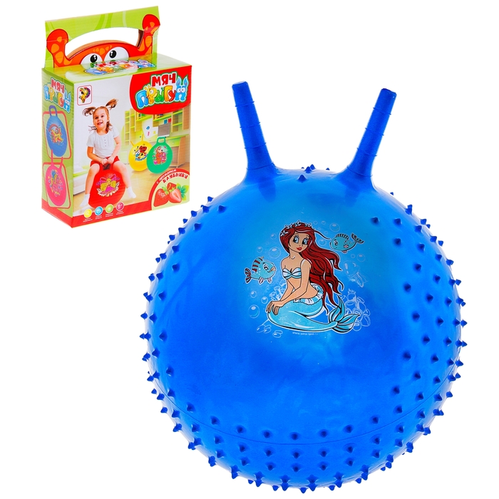 Мяч-попрыгун с рожками "Девчонки и Мальчишки" массажный, d=55 см, 420 гр, МИКС