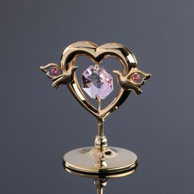 Сувенир «Сердце с голубями', с кристаллами Ош