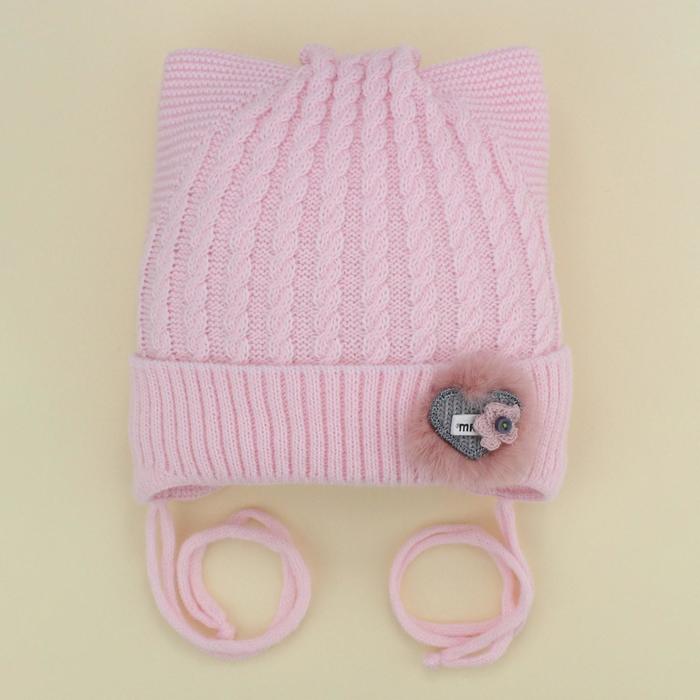 Шапка для девочки, цвет розовый, размер 40-42