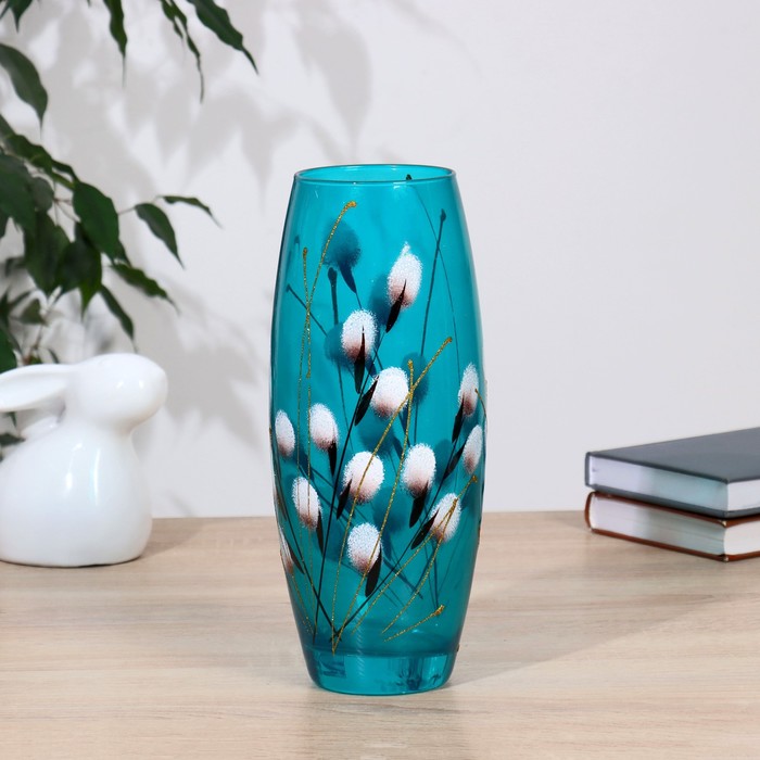ваза верба овал на матовом стекле d 7 5 h 26 х10 см микс Ваза Верба h-26 х11см d-7.5см