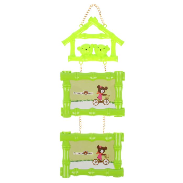 Фоторамка на 2 фото 10х15 см "Мишкин дом" с цепочкой, МИКС