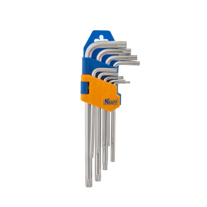 Набор торцевых ключей KRAFT KT 700567, TORX, короткие, 9 штук набор ключей whirlpower torx г образных 7 штук 158 1407
