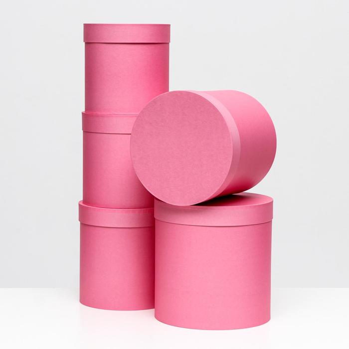Набор круглых коробок 5 в 1 Краски, розовый, 25 х 25 х 25 - 19 х 19 х 19 см