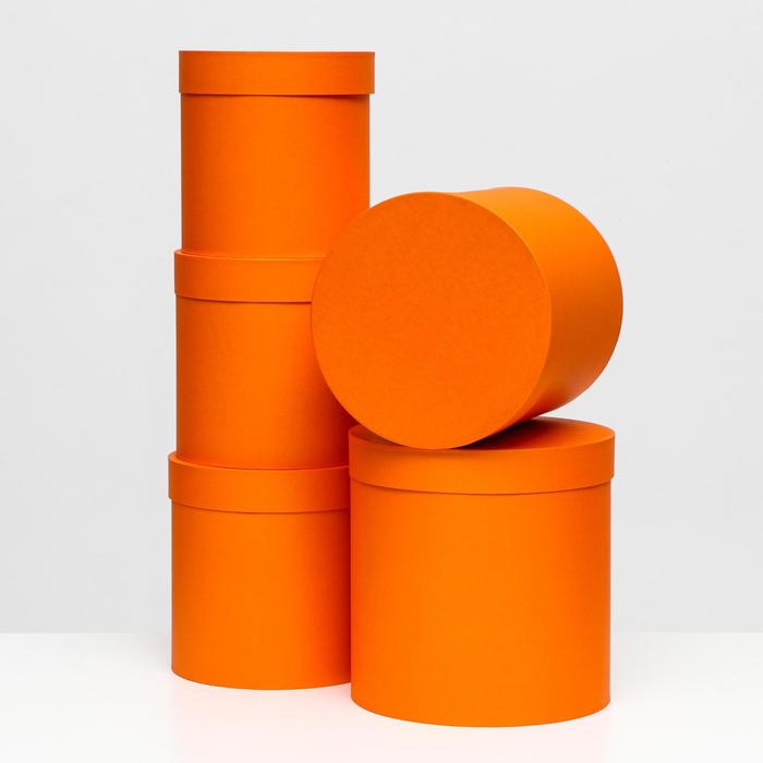 Набор круглых коробок 5 в 1 Краски, оранжевый, 25 х 25 х 25 - 19 х 19 х 19 см набор круглых коробок 5 в 1 пастель 25 х 25 х 25 19 х 19 х 19 см