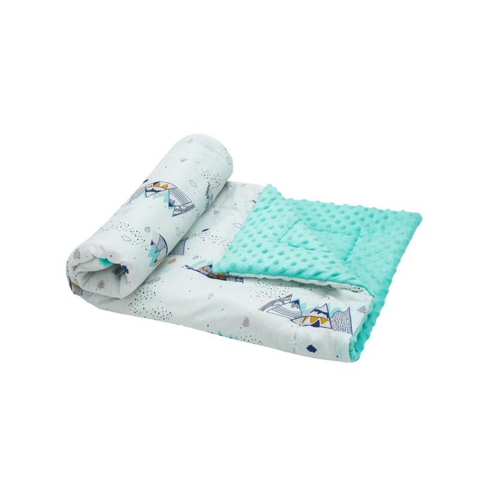 фото Плед растем вместе, размер 95х85 см, принт горы, цвет белый-мята amarobaby