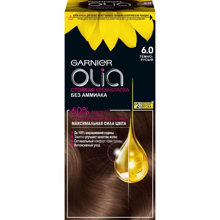 

Крем-краска для волос Garnier Olia, тон 6.0 тёмно-русый
