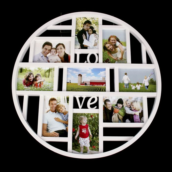 Фоторамка на 9 фото 10х15 см "Круглая" белая