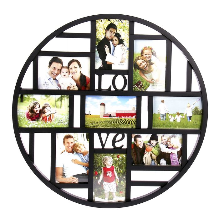 Фоторамка на 9 фото 10х15 см "Круглая" чёрная