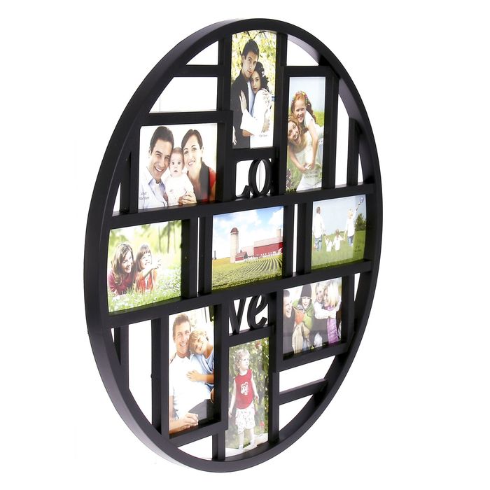 Фоторамка на 9 фото 10х15 см "Круглая" чёрная