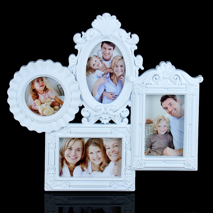 Фоторамка "Кураж" белая на 4 фото 10х10 см, 10х15 см