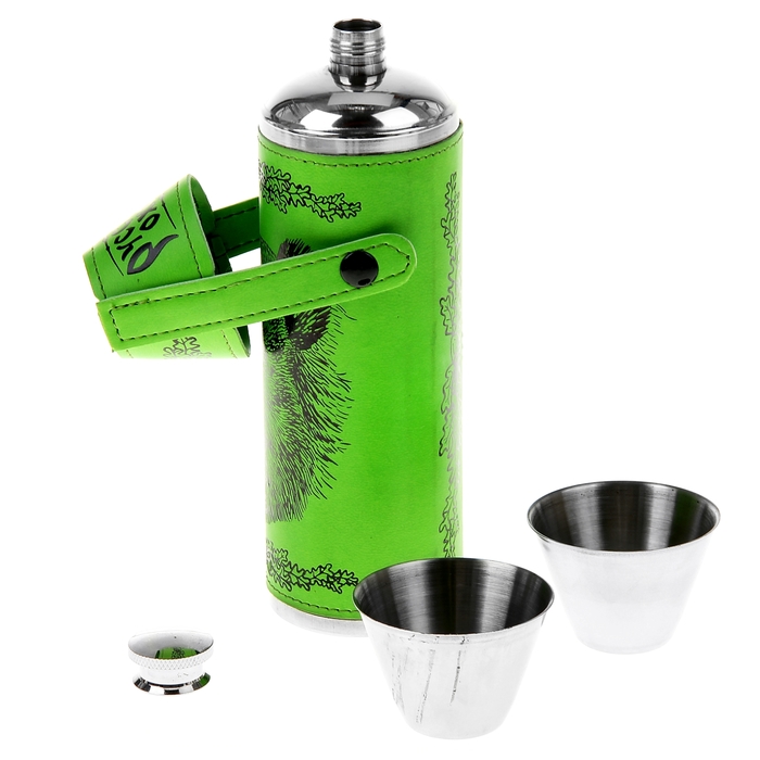 Фляжка + 2 стопки "Кабан" 300 мл.