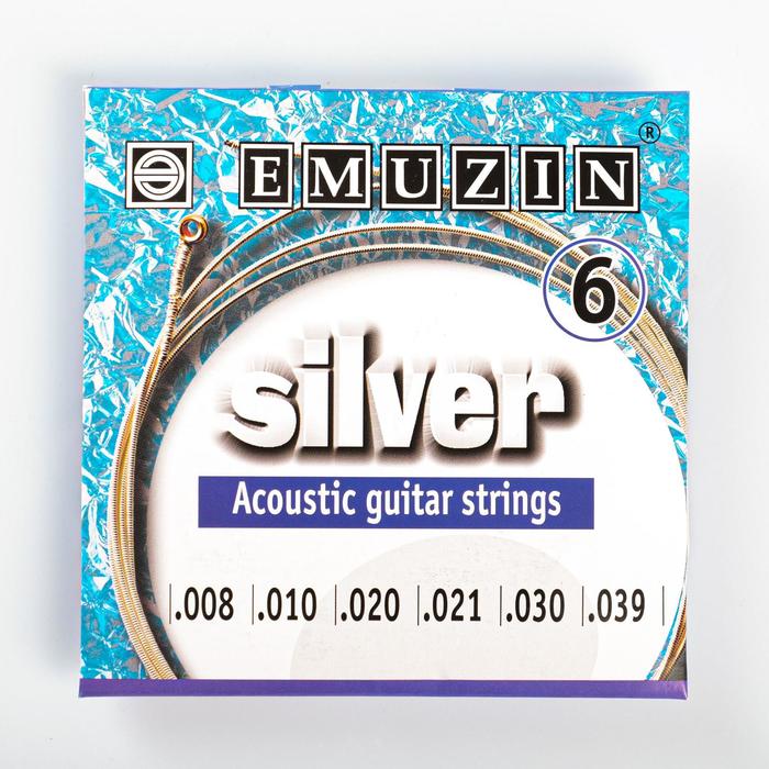 фото Струны для акустической гитары "silver" с обмоткой из посеребренной меди /.008 - .039/ emuzin