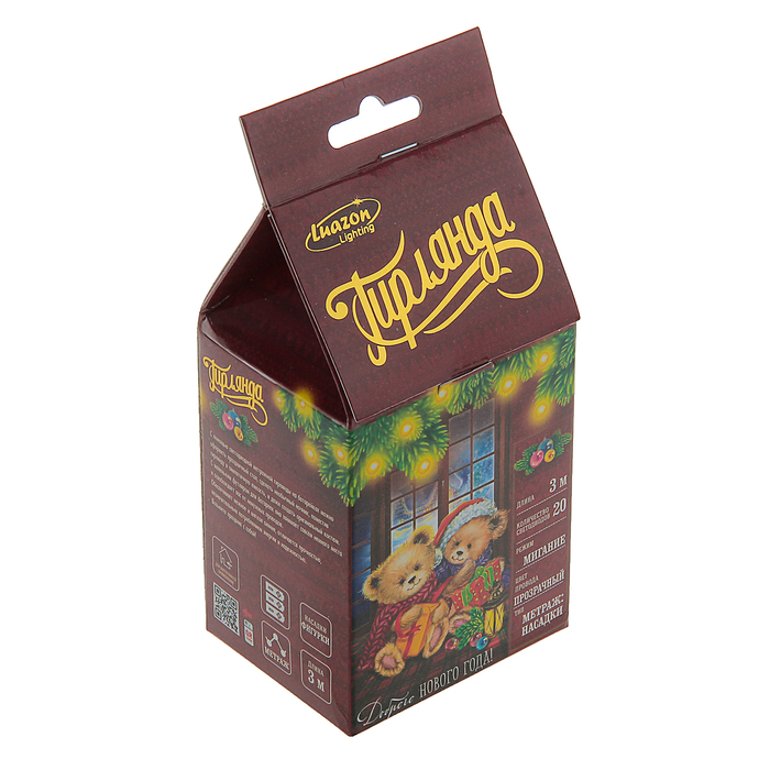 НИТЬ, 3 м, с насад. "Шарики", Н.С. LED-20-3,6V, (АА*3 шт.не в компл) МУЛЬТИ