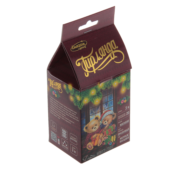 НИТЬ, 3 м, с насад. "Ежики", Н.С. LED-20-3,6V, (АА*3 шт.не в компл )МУЛЬТИ