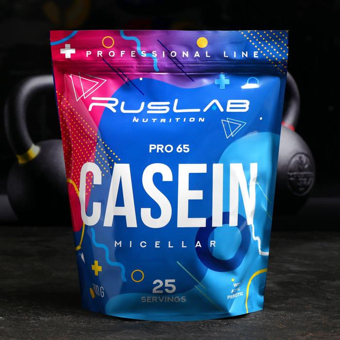 фото Казеиновый протеин casein pro 65, клубника со сливками, 800 г ruslabnutrition