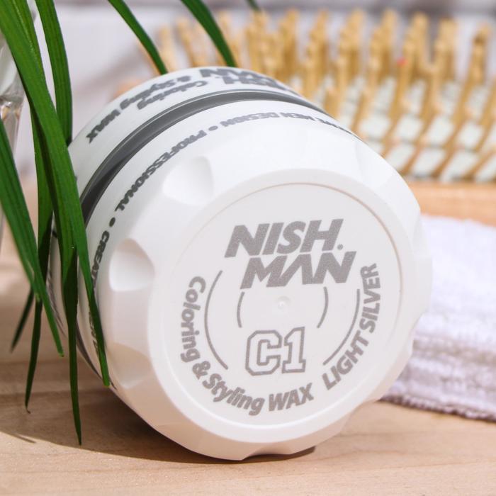 

Цветной крем-воск для волос цвет пепельный, NISHMAN C1 LIGHT GREY HAIR PREMIUM COLORING WAX, 100 мл