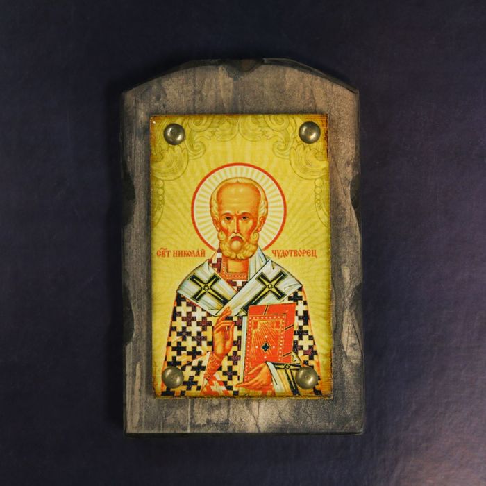 Икона над дверью под старину "Святой Николай Чудотворец"