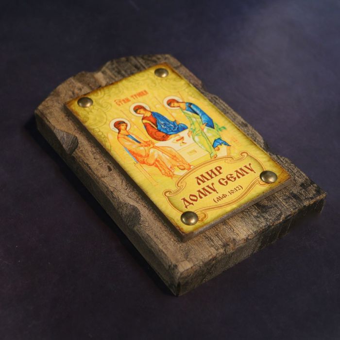 Икона над дверью под старину "Святая Троица"