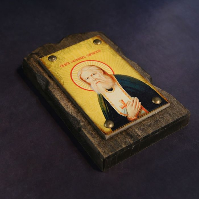 Икона над дверью под старину "Святой Серафим Саровский"