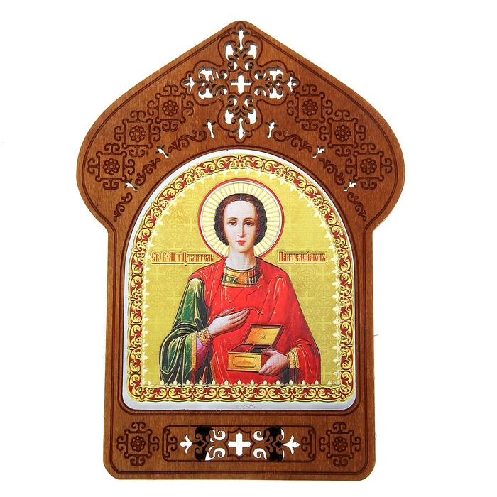 Ажурная икона на подставке "Святой целитель Пантелеимон"