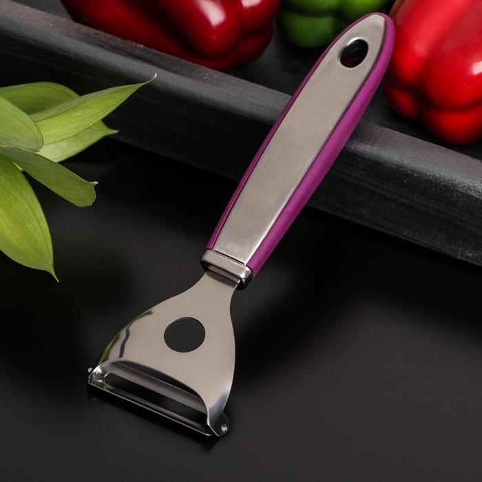 Овощечистка Доляна Blаde, 18 см, ручка sоft-tоuch, цвет фиолетовый нож консервный доляна venus 20 5 см ручка sоft tоuch
