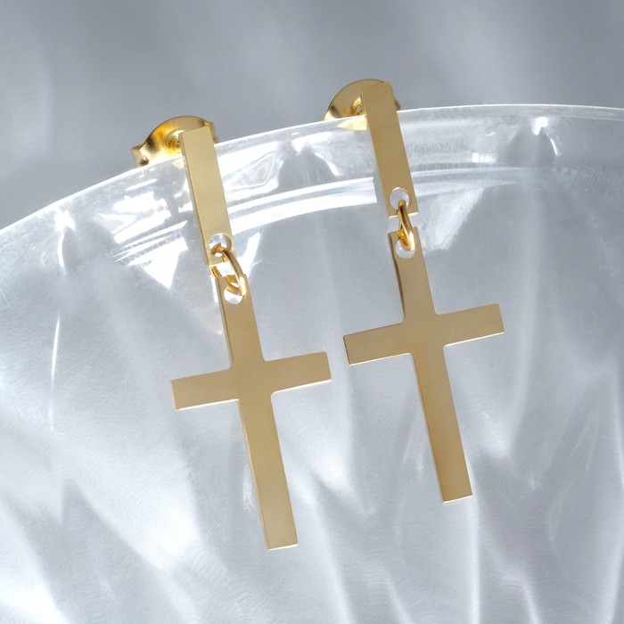 Серьги металл «Крестики» маленькие, цвет золото серьги металл крестики маленькие цвет серебро