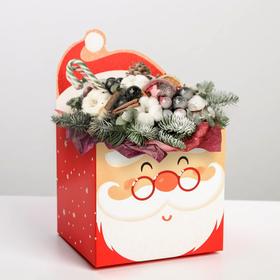 Коробка для мини-букетов «С новым годом», Дед Мороз, 12 х 17 х 10 см, Новый год