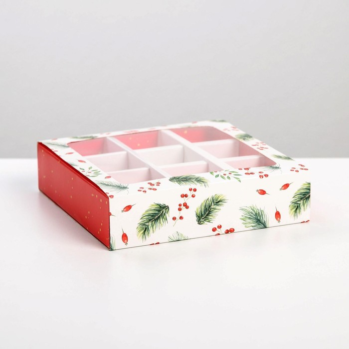 Коробка под 9 конфет с ячейками «Загадай желание» 14,5 х 14,5 х 3,5 см
