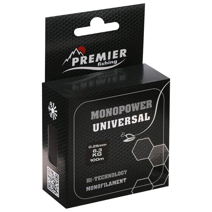 фото Леска preмier fishing monopower universal, диаметр 0.25 мм, тест 6.3 кг, 100 м, прозрачная premier fishing