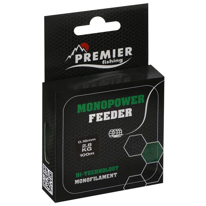 фото Леска preмier fishing monopower feeder, диаметр 0.16 мм, тест 2.8 кг, 100 м, зелёная premier fishing