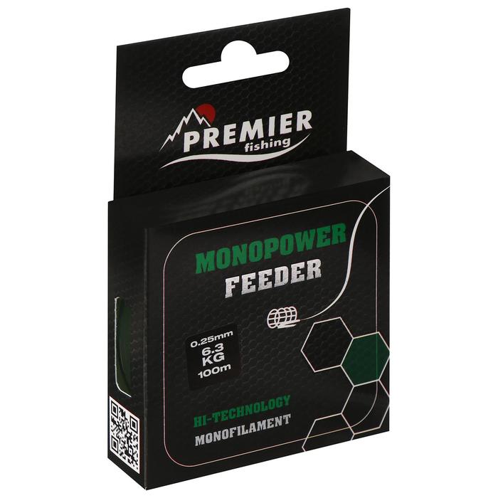 фото Леска preмier fishing monopower feeder, диаметр 0.25 мм, тест 6.3 кг, 100 м, зелёная premier fishing