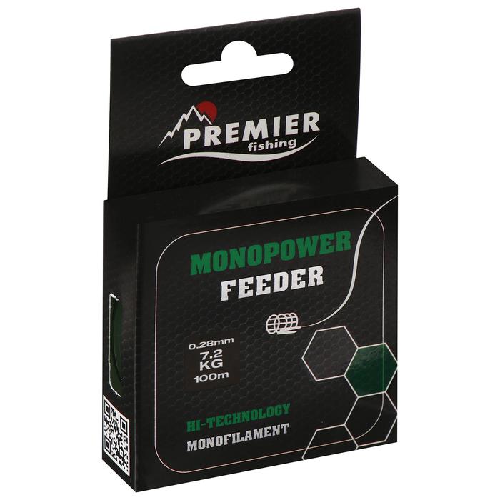 фото Леска preмier fishing monopower feeder, диаметр 0.28 мм, тест 7.2 кг, 100 м, зелёная premier fishing