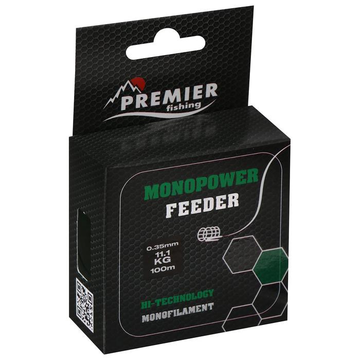 фото Леска preмier fishing monopower feeder, диаметр 0.35 мм, тест 11.1 кг, 100 м, зелёная premier fishing