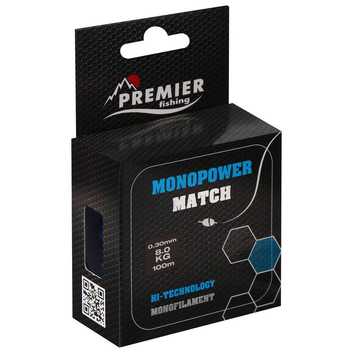 фото Леска preмier fishing monopower мatch, диаметр 0.3 мм, тест 8 кг, 100 м, голубая premier fishing
