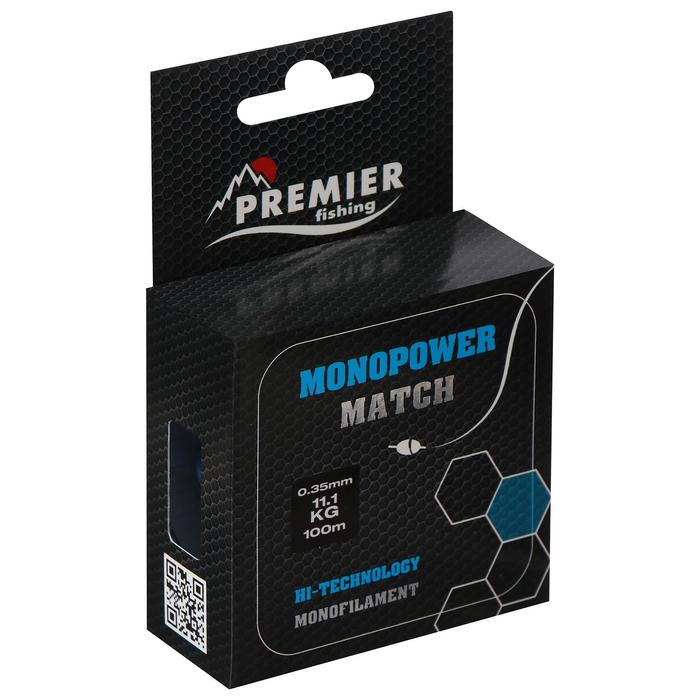 фото Леска preмier fishing monopower мatch, диаметр 0.35 мм, тест 11.1 кг, 100 м, голубая premier fishing