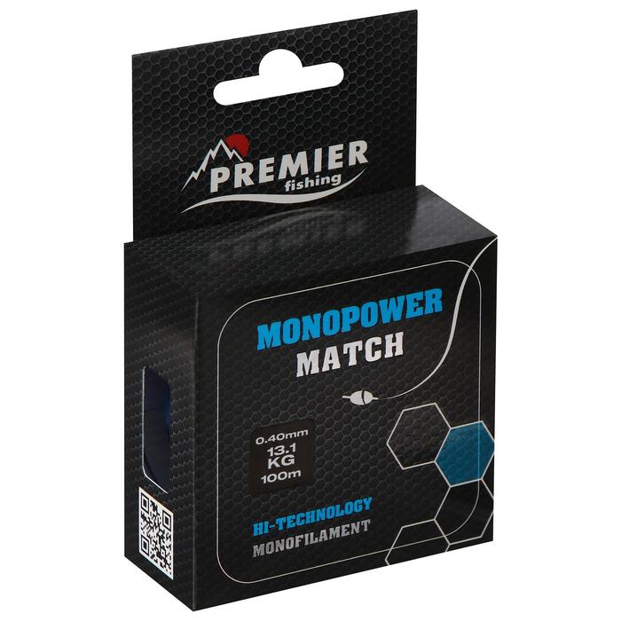 фото Леска preмier fishing monopower мatch, диаметр 0.4 мм, тест 13.1 кг, 100 м, голубая premier fishing