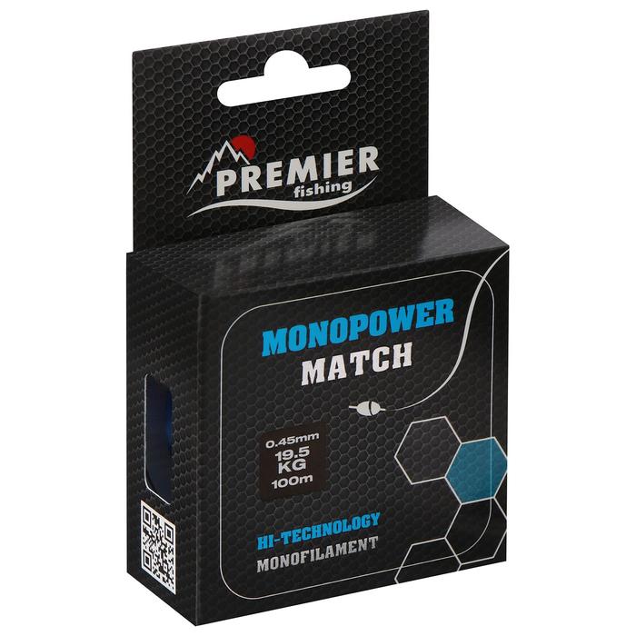 фото Леска preмier fishing monopower мatch, диаметр 0.45 мм, тест 19.5 кг, 100 м, голубая premier fishing